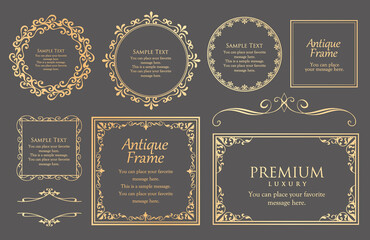 デザイン素材。アンティークな飾り罫のセット。	