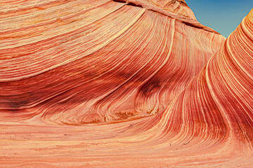 The abstract patterns of the rock walls of the Wave geologic formation in Arizona