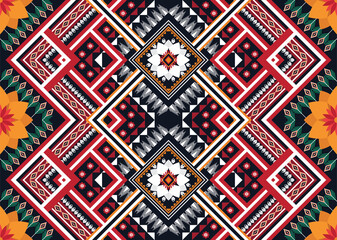 Geometric ethnic oriental ikat pattern traditional Design for background,fabric,wrapping,clothing,wallpaper,Batik,carpet,embroidery style.