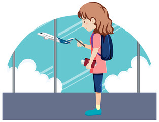 Simple character of tourist woman