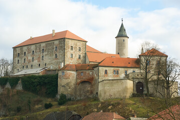 Fototapeta na wymiar 11th century castle in Ledec nad Sazavou, Czech Republic