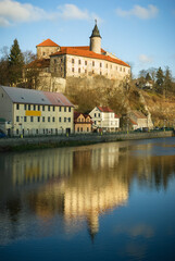 Naklejka na ściany i meble Ledec nad Sazavou castle reflecting in the Sazava river