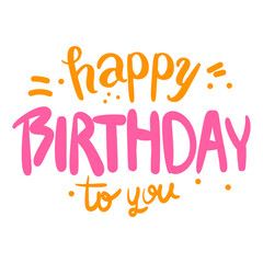 Happy birthday. Vector illustration in modern style. For use on postcards and designs. Congratulation. Gifts and confetti.