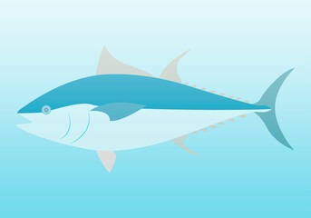 Ilustración de un atún azul del mar. 