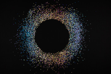 Neon glitter circle with copyspace