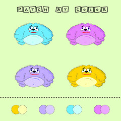 Matching children educational game. Match by color. Activity for pre sсhool years kids and toddlers.