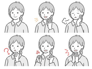 高齢女性の斜め向き上半身セット