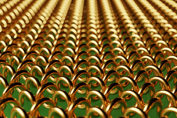 Obraz premium 3D illustration gold metal mesh. Bright contrast color hand drawn ornament textured background.