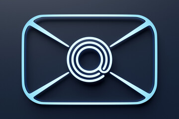 3d illustration e-mail icon on an envelope made of neon lines