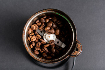 Coffee grinder with a freshly ground Coffee