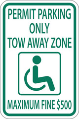 Accessible Parking Sign On White Background