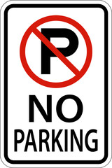 No Parking Sign On White Background