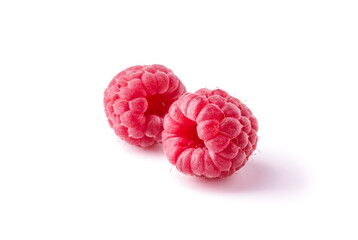 Ripe juicy raspberry isolated on white background