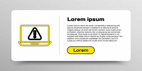 Line Laptop with exclamation mark icon isolated on white background. Alert message smartphone notification. Colorful outline concept. Vector