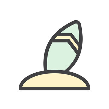 surfboard on sand, colorful icon clip art preview