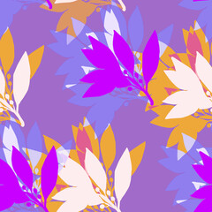 Pattern seamless Tree laurel.Watercolor illustration.Image on white and colored background