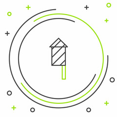 Line Firework rocket icon isolated on white background. Concept of fun party. Explosive pyrotechnic symbol. Colorful outline concept. Vector