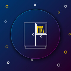 Line Wardrobe icon isolated on blue background. Colorful outline concept. Vector