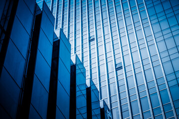 Close-Up of Modern Office Buildings in city of China - obrazy, fototapety, plakaty