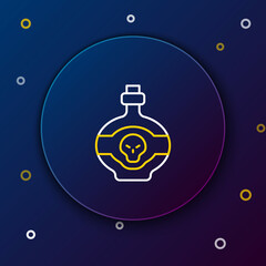 Line Poison in bottle icon isolated on blue background. Bottle of poison or poisonous chemical toxin. Colorful outline concept. Vector