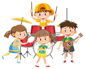 Group of children music band