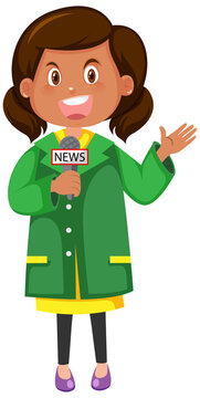 Female news reporter cartoon character