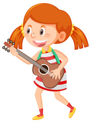 Girl with pigtails playing guitar