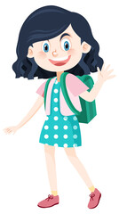 Female student cartoon character with backpack