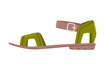 Woman Sandal as Open Type Shoe with Strap Around Ankle as Casual Footwear Vector Illustration