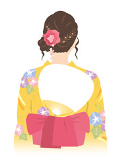 浴衣姿の女性の後ろ姿