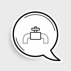 Line Industry metallic pipes and valve icon isolated on grey background. Colorful outline concept. Vector