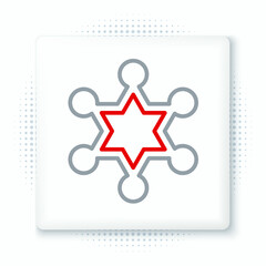 Line Hexagram sheriff icon isolated on white background. Police badge icon. Colorful outline concept. Vector