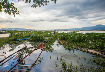 View of Rawa Pening Lake in Ambarawa, Central Java, Indonesia. A popular Tourist Destination.