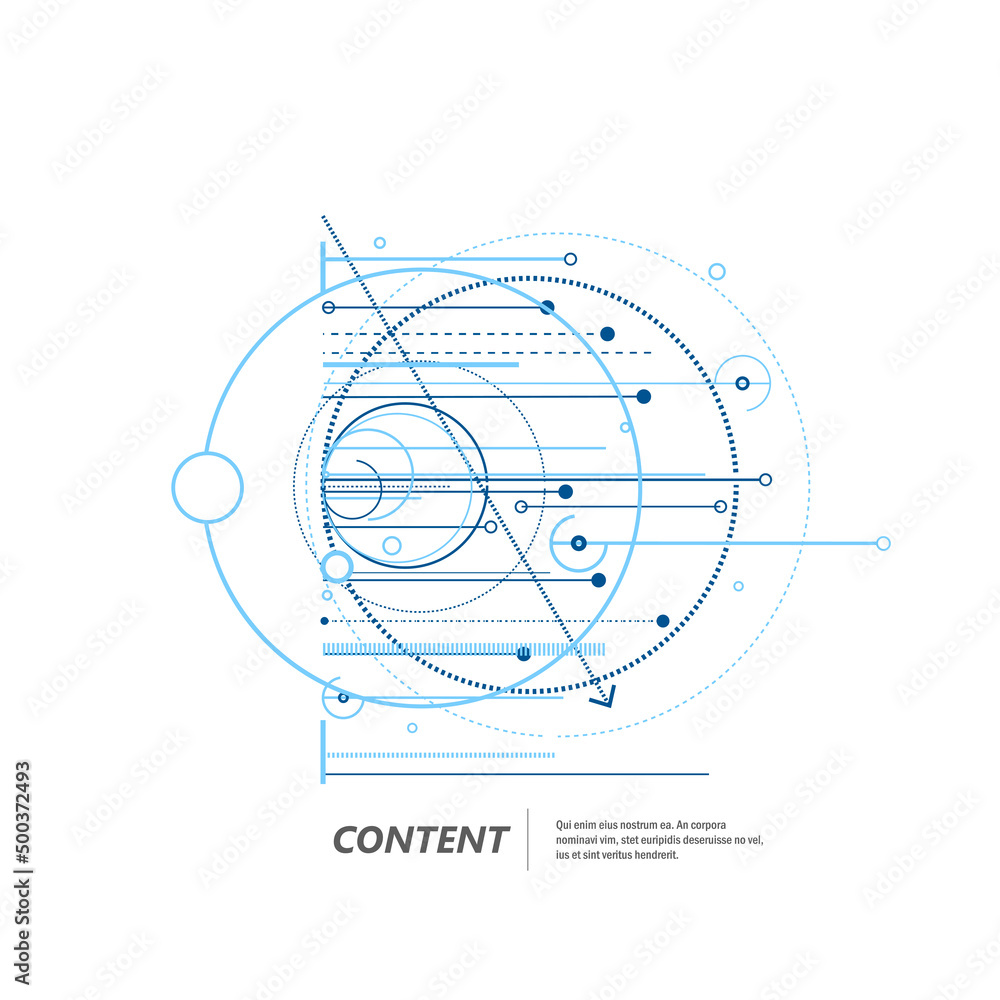 Poster geometry abstract pattern with connected lines and circles. vector technology illustration on white 