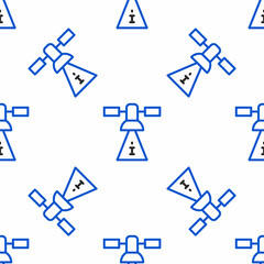 Line Satellite icon isolated seamless pattern on white background. Colorful outline concept. Vector