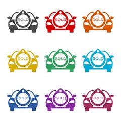 Sold car icon color set