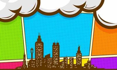 Blank colorful comic background with cloud 