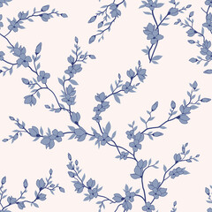 seamless pattern of flowers, bravesnches and lea