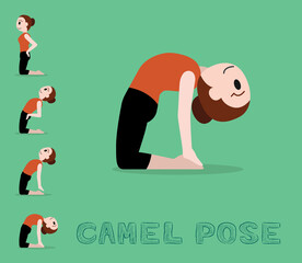 Yoga Tutorial Camel Pose Cute Cartoon Vector Illustration