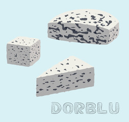 Food Cheese Type Dorblu Vector Illustration
