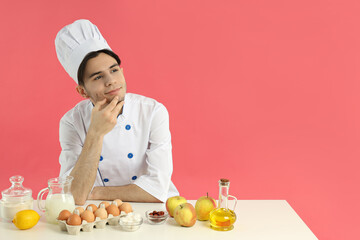Concept of profession, young attractive male chef