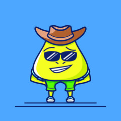 Cute cowboy pear fruit character logo.