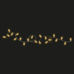 vector illustration of an electric garland of incandescent lamps in the shape of a candle on a black background