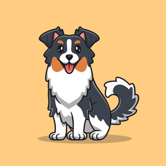 Obraz na płótnie Canvas Cute Australian Shepherd Dog Cartoon Vector Icon Illustration. Animal Dog Icon Concept Isolated Premium Vector. Flat Cartoon Style