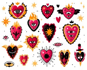 Burning hearts tattoo