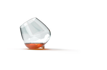 Cognac glass isolated on white background 3D rendering