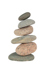 Fototapeta na wymiar Stone Pyramid Tower Stack on White Background. One of the Spa, Zen Nature Harmony and Balance Symbols. File with Clipping Path.