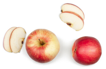 Red apple slices isolated on a white background