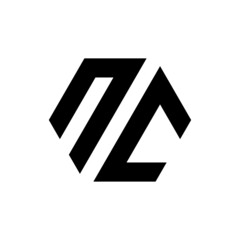 Letter NC polygon monogram logo