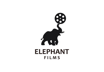 Elephant Cinema Logo Template .Movie Production Logo ,Animal Film Camera Logo Template